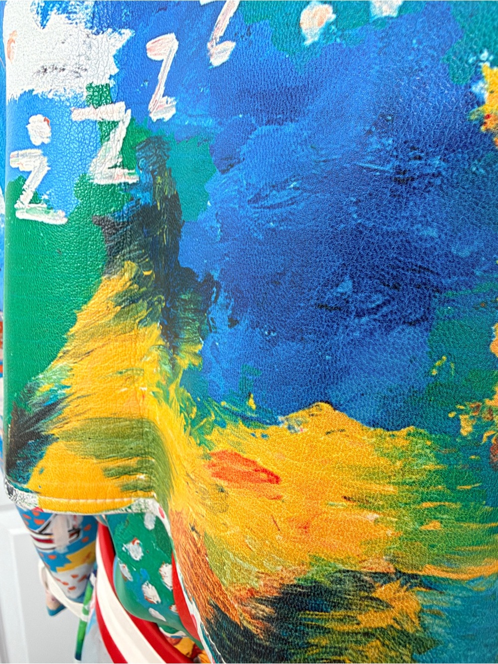 Alice + Olivia Jean Michel Basquiat Collab Vegan Leather Graffiti Trench Coat - Picture 9 of 12